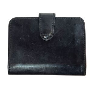 Coach Bifold Snap Pocket Wallet Card Slots Case Black Leather Vintage Unisex